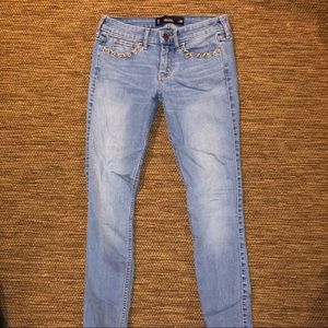 Jeans With Leather Detailing